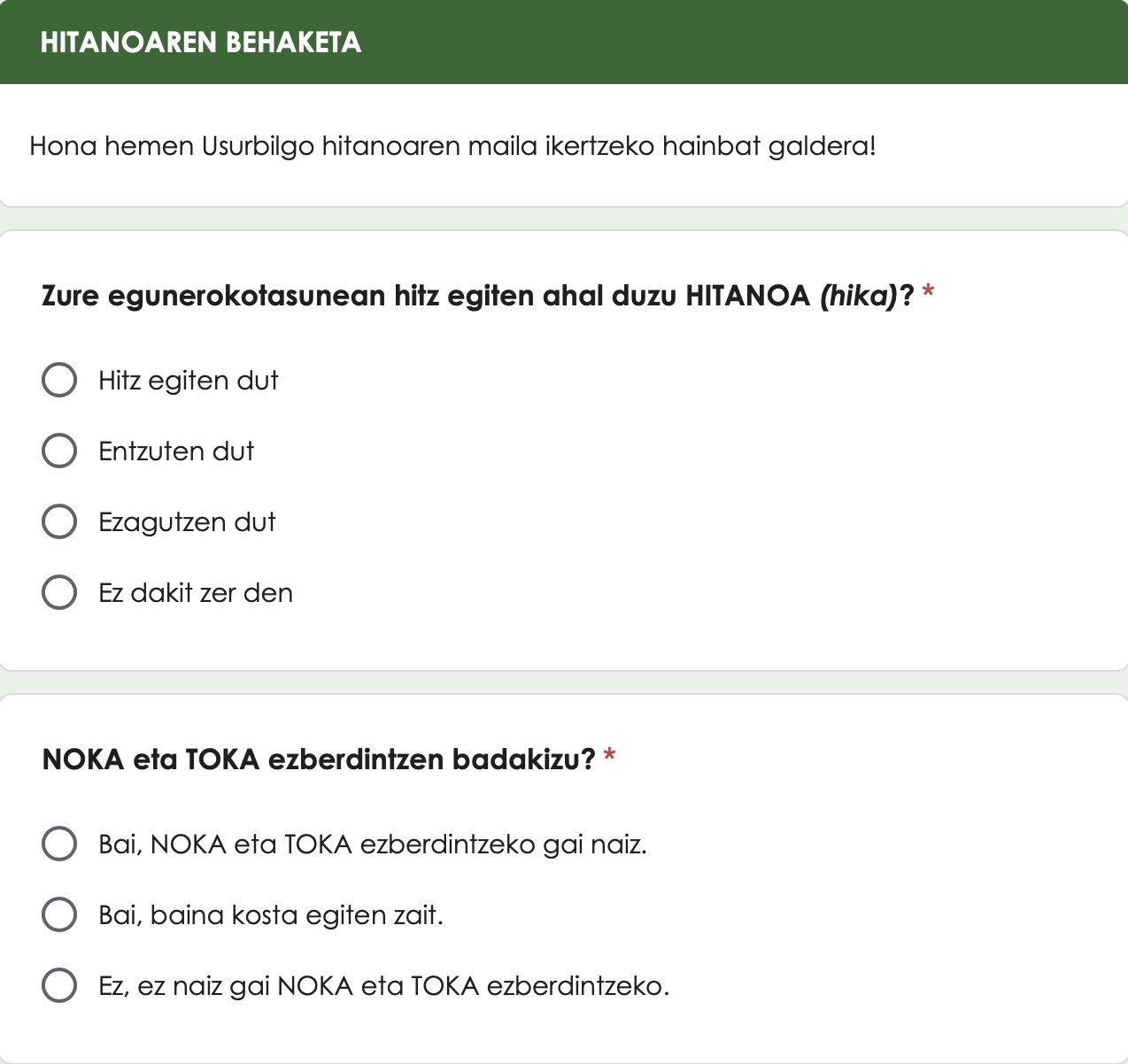 Udarregiko ikasle batzuek ikerketa linguistikoa abiatu dute