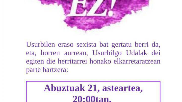 Azken eraso sexista salatzeko elkarretaratzea 20:00etan Mikel Laboa plazan