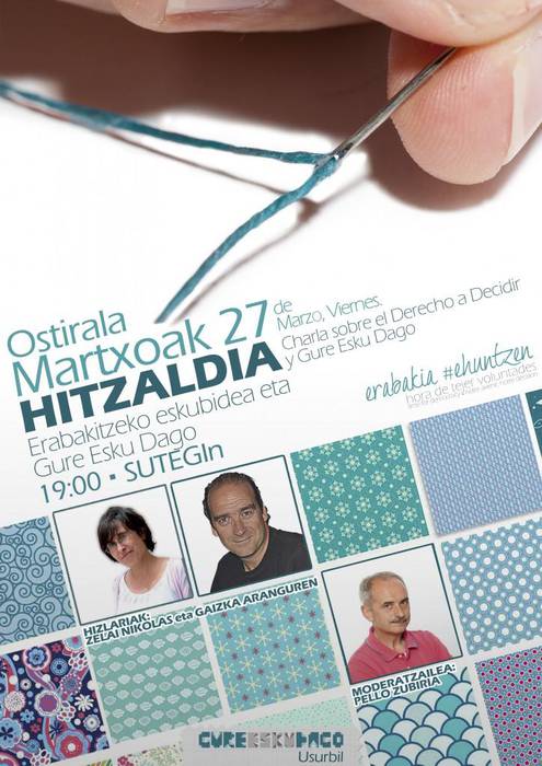 Martxoak 27, ostirala: hitzaldia eta mahai ibiltaria