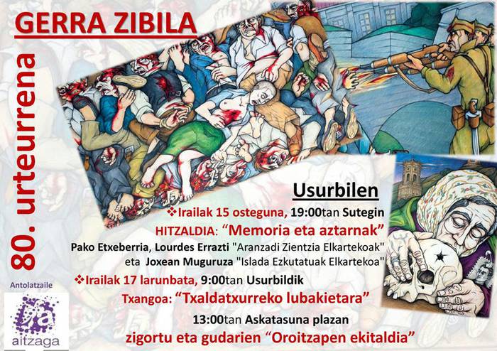 36ko Gerrari buruzko “memoria eta aztarnak” hitzaldia, 19:00etan Sutegin