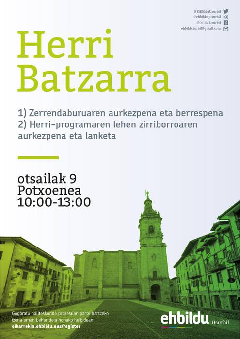 Usurbilgo EHBilduren udal hauteskundeetarako zerrendaburuaren eta herri-programaren aurkezpena otsailaren 9an