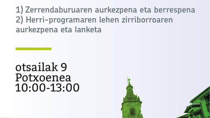 Usurbilgo EHBilduren udal hauteskundeetarako zerrendaburuaren eta herri-programaren aurkezpena otsailaren 9an