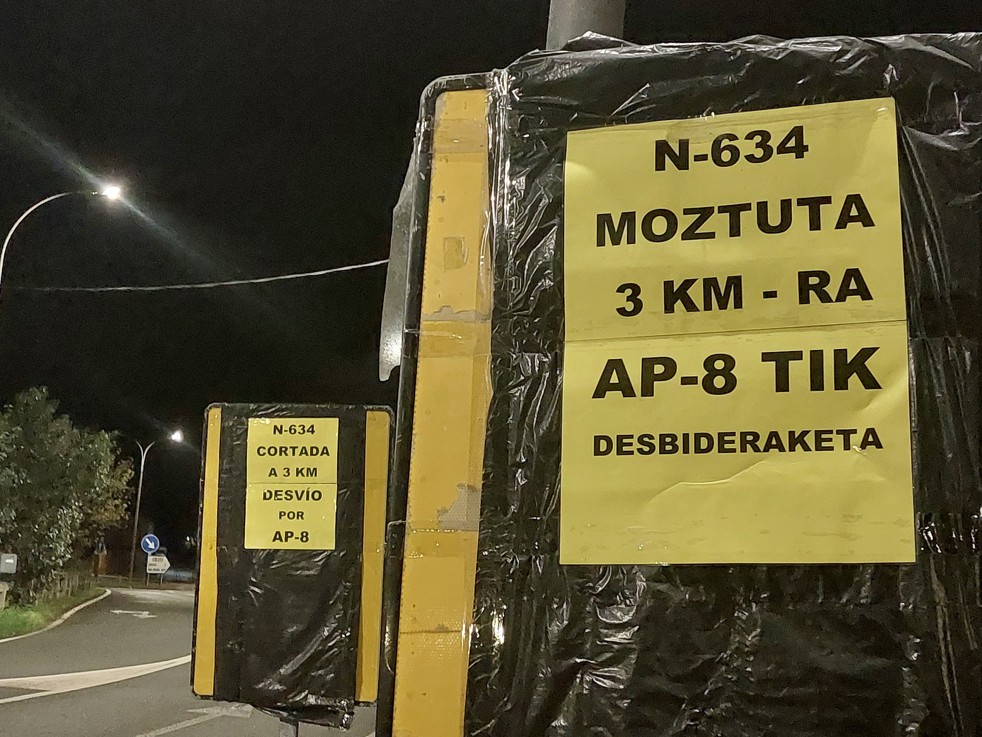 Gauez itxita berriz N-634 errepidea, Atxegaldetik Oriora