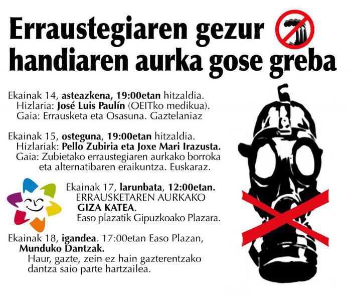 Giza-katea, proiekzioak edota hitzaldiak, erraustegiaren aurkako gose-grebalarien eremuan