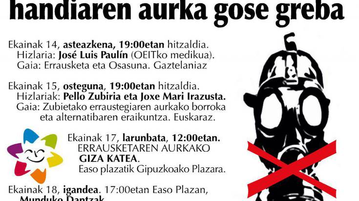Giza-katea, proiekzioak edota hitzaldiak, erraustegiaren aurkako gose-grebalarien eremuan