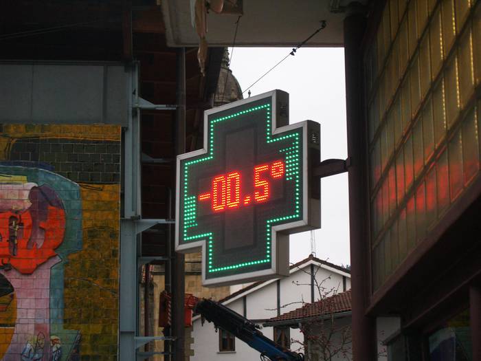 Zero azpirainoko tenperatura, gutxienik ostiralera arte
