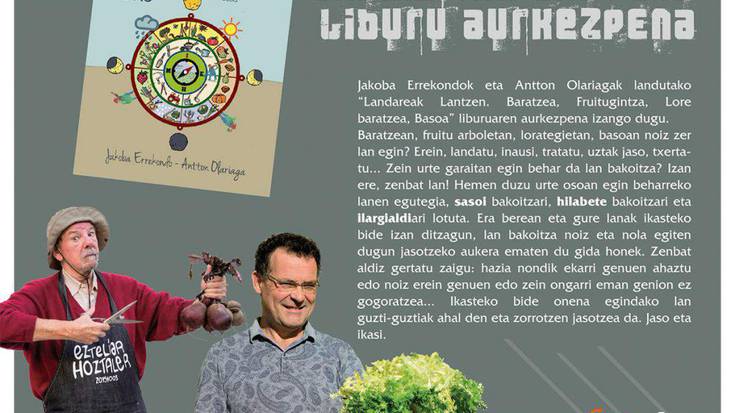 Jakoba Errekondoren eta Antton Olariagaren "Landareak lantzen" liburu aurkezpena larunbatean