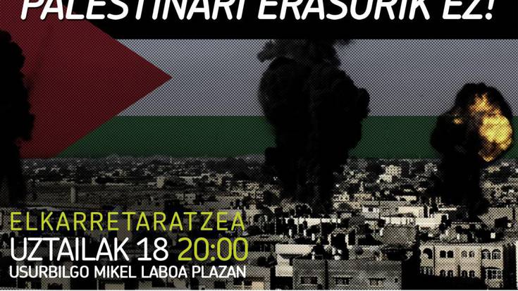 Ostiralean Palestinarrei elkartasuna adierazteko elkarretaratzea Mikel Laboa plazan