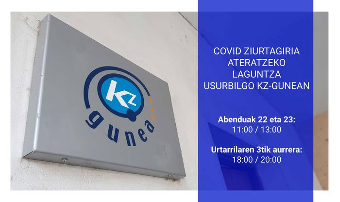 Usurbilgo Kzguneak Covid ziurtagiria eskuratzeko laguntza eskainiko du