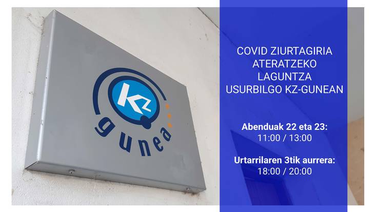 Usurbilgo Kzguneak Covid ziurtagiria eskuratzeko laguntza eskainiko du
