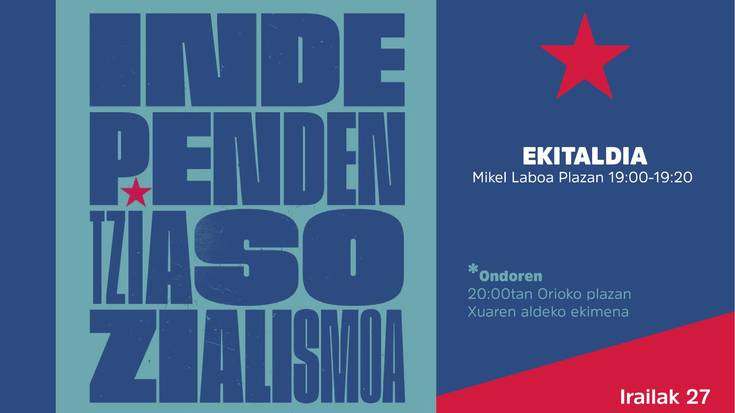 “Atzoko eta gaurko gudariak” gogoan izango dituen ekitaldia 19:00etan Mikel Laboa plazan