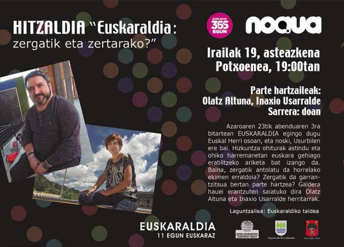 Euskaraldirako izen ematea irekitzear, girotzeko solasaldia asteazkenean