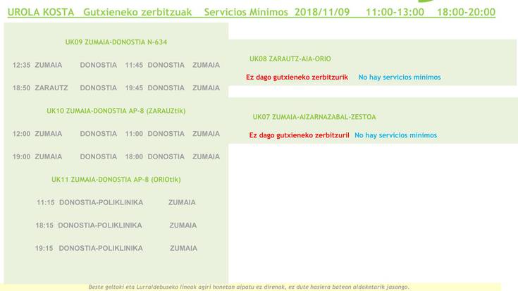 Gutxieneko zerbitzuak ostiralean Lurraldebusen, lanuzteengatik