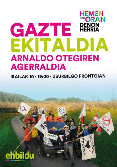 Arnaldo Otegi Usurbilen larunbatean, EHBilduren gazte ekitaldian