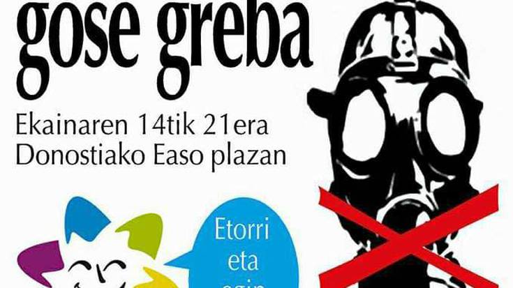 Erraustegiaren aurkako gose greba asteazkenetik aurrera, Donostiako Easo plazan