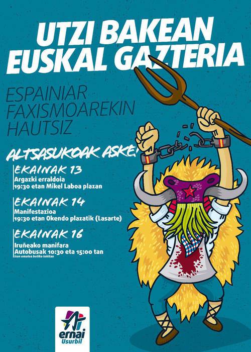 Altsasuko gazteak aske uztea eskatzeko, argazki erraldoia 19:30etan Mikel Laboa plazan