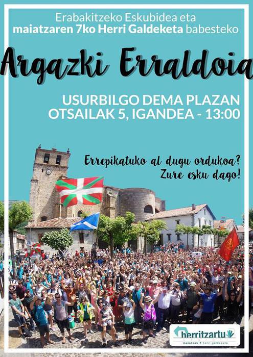 Maiatzaren 7ko galdeketaren aldeko herritarren argazki erraldoia igandean