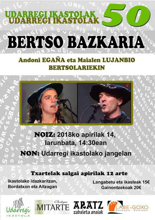 Udarregi Ikastolaren 50. urtemugako bertso-bazkarirako txartelak eskuratzeko azken eguna