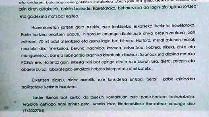 Biodonostiaren azterketa epidemiologikoan parte hartu ez eta kexa adierazteko deia