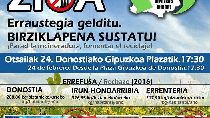 Erraustegia geratu eta hondakinen bilketa eraginkortzea eskatzeko manifestazioa larunbatean Donostian