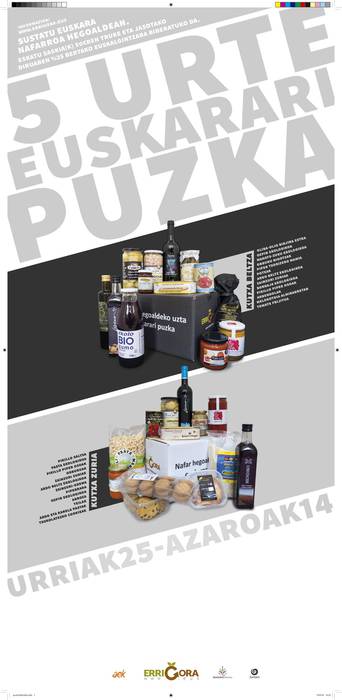 Errigoraren Nafarroa hegoaldeko produktu kutxak eskatzeko epea zabalik
