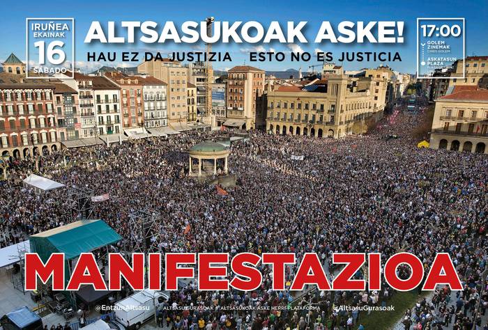 Altsasuko gazteak aske uztea eskatzeko, argazki erraldoira batzeko deia asteazkenean