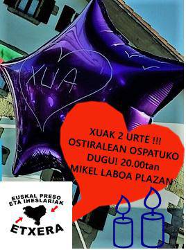 "Xuak 2 urte" elkarretaratze berezia 20:00etan Mikel Laboa plazan