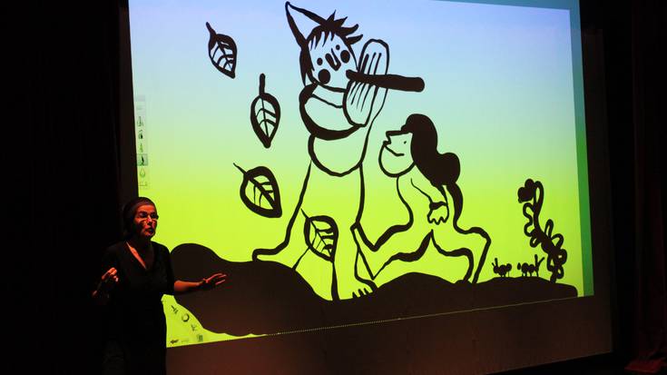 Zuzeneko irudi eta hitzen sorkuntza saioa, "Irudipuinak" emanaldian