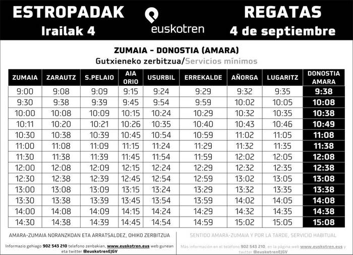 Tren zerbitzu bereziak, Kontxako Bandera ikustera joateko