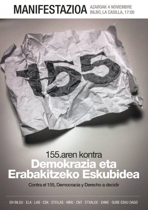 155.aren aurka Bilboko manifestaziora joateko autobus zerbitzuan izen emateko azken eguna