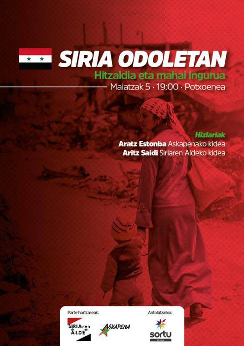 "Siria odoletan" hitzaldi eta mahai ingurua larunbatean
