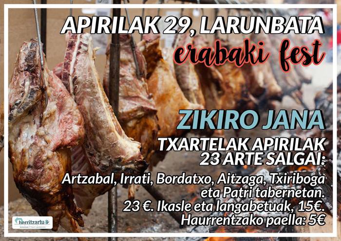 Erabaki Fest apirilaren 29an, maiatzaren 7ko herri galdeketak girotzeko