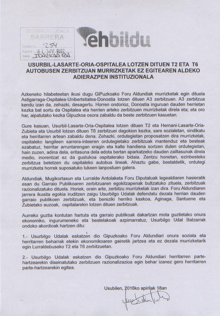 Udalbatza osoa, Lurraldebuseko murrizketen aurka