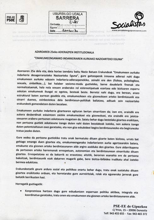 Tratu onen eta parekidetasunaren aldeko adierazpena onartu du Udalak