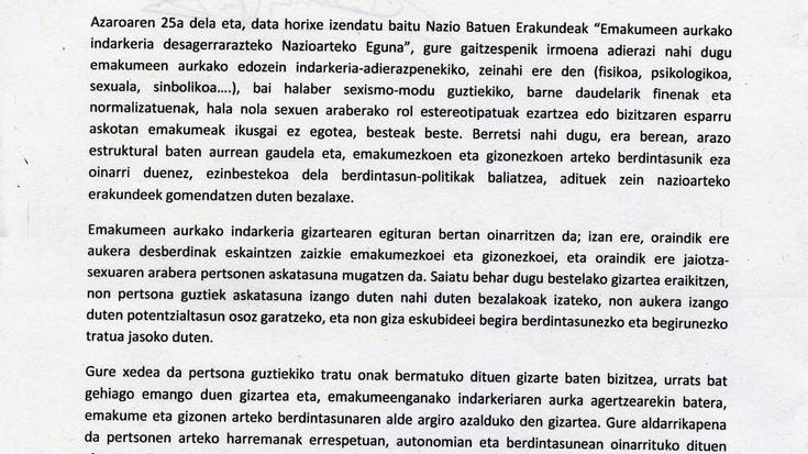 Tratu onen eta parekidetasunaren aldeko adierazpena onartu du Udalak