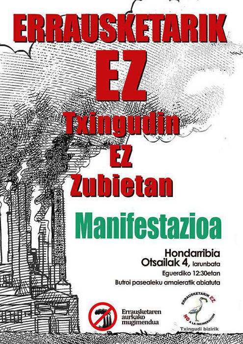 Erraustegiaren aurkako manifestazioa, otsailaren 4an Hondarribian