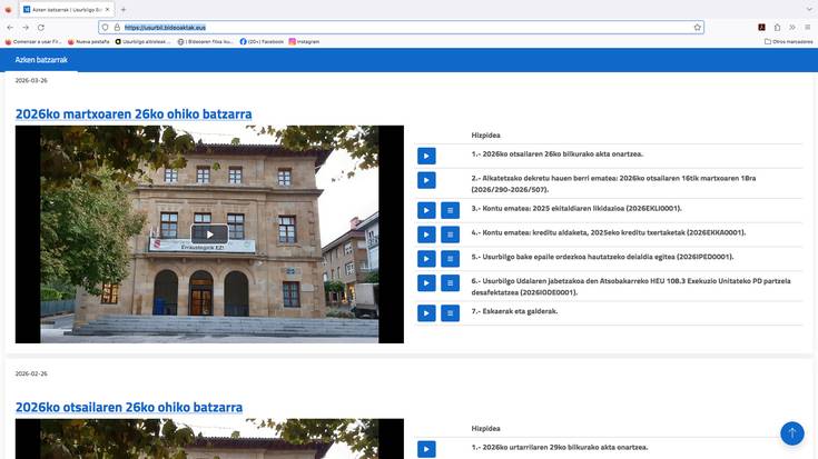 Azken osoko bilkurako bideo aktak ikusgai