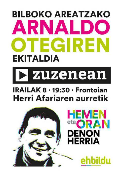 Arnaldo Otegiri babesa adierazteko herri afaria gaur frontoian