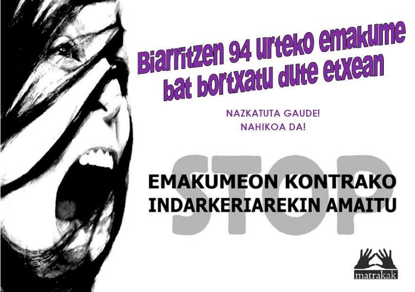Biarrizko bortxaketa salatu du Matrakak Usurbilgo Talde Feministak