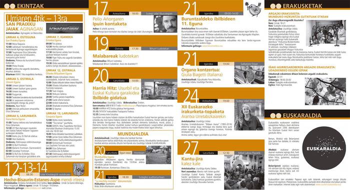 Urriko kultur agenda kalean