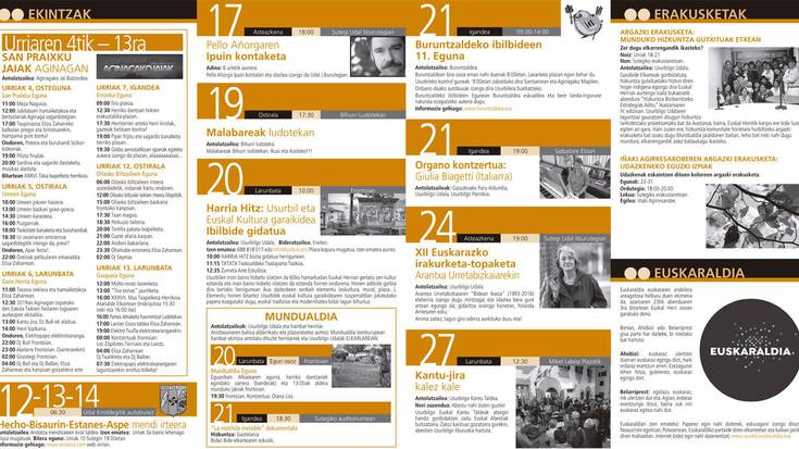 Urriko kultur agenda kalean
