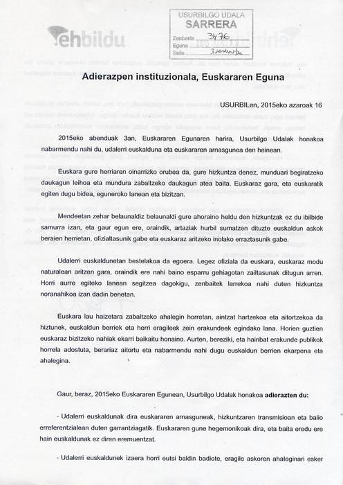 Usurbilgo Udala: "Euskaldun berrien ekarpena aitortu eta eskertu nahi dugu"