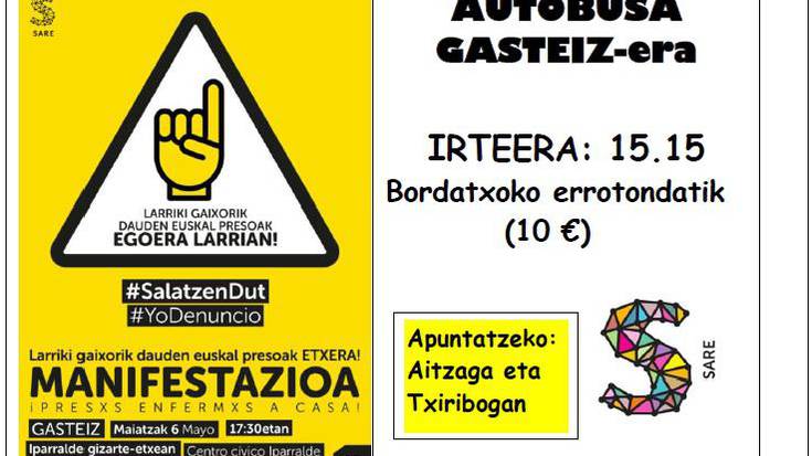 Sareren larunbateko manifestaziora joateko autobus zerbitzua Usurbildik