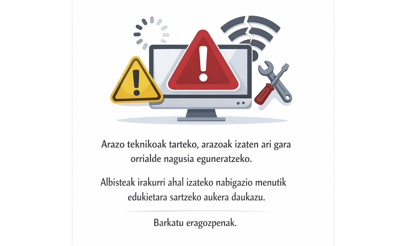 Web orrialdeko matxura konponduta, NOAUA! K.E.-ri lotutako ohar gehiago
