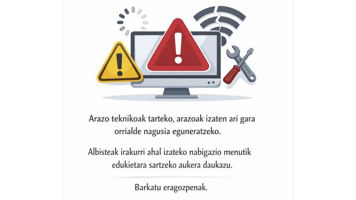 Web orrialdeko matxura konponduta, NOAUA! K.E.-ri lotutako ohar gehiago