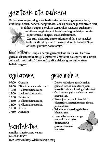 Euskararen erabileraz hausnartu eta ekintzak sustatzeko Gazte Euskaltzaleen Topaketa antolatu dute