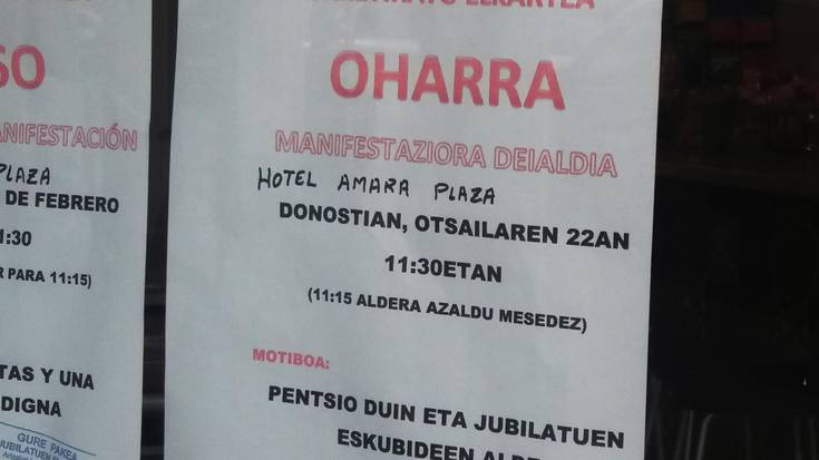 Pentsio duinen alde, gaur Donostian manifestatzera deitu du Gure Pakea elkarteak