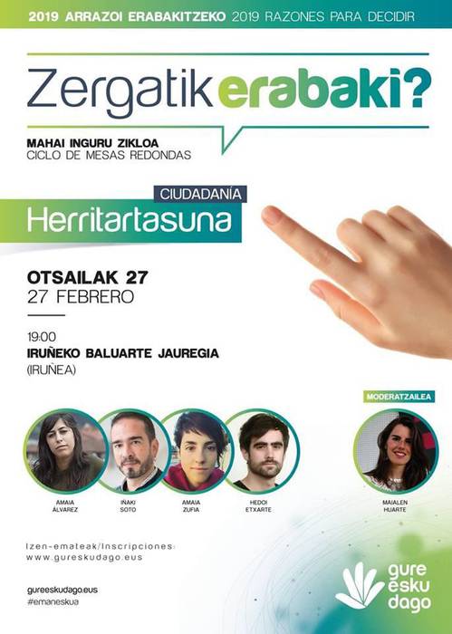 Gure Esku Dagoren "Zergatik erabaki?" zikloko azken hitzaldia zuzenean ikusgai