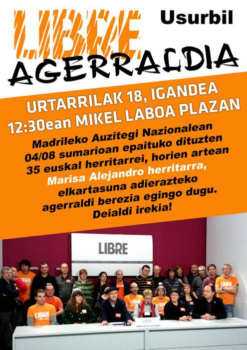 Marisa Alejandro eta gainerako epaituei elkartasuna adierazteko lehen ekimenak deitu dituzte
