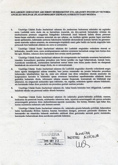 "RGI"-arekin sortu diren arazoak zuzentzeko eskaera Udaletik, Eusko Jaurlaritzari